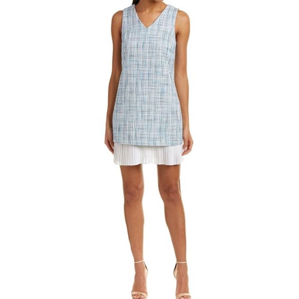 NWT CeCe Blue Tweed Isabella Great Harbor Shift Dress Size 4
